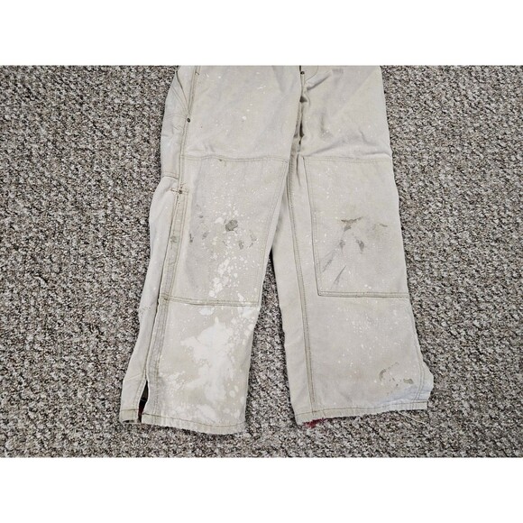 Carhartt Insulated Overalls Mens Tan Canvas Bleached Bib 38x26 Per Measurement - Picture 2 of 9